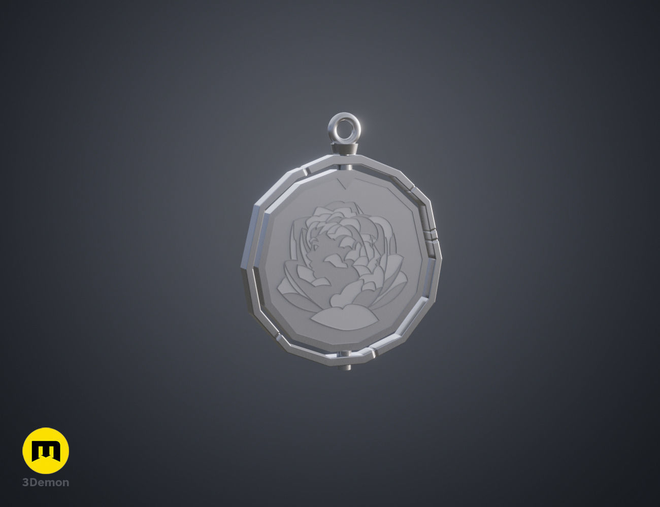 Arcane Blue Rose - Powder and Ekko Pendant 3D print model_10