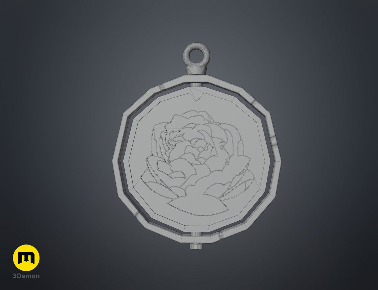 Arcane Blue Rose - Powder and Ekko Pendant 3D print model_13