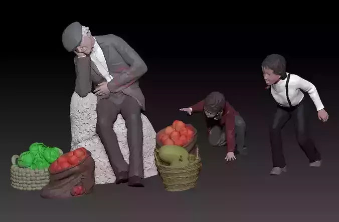 sleeping man and thieves version 2 3D print model