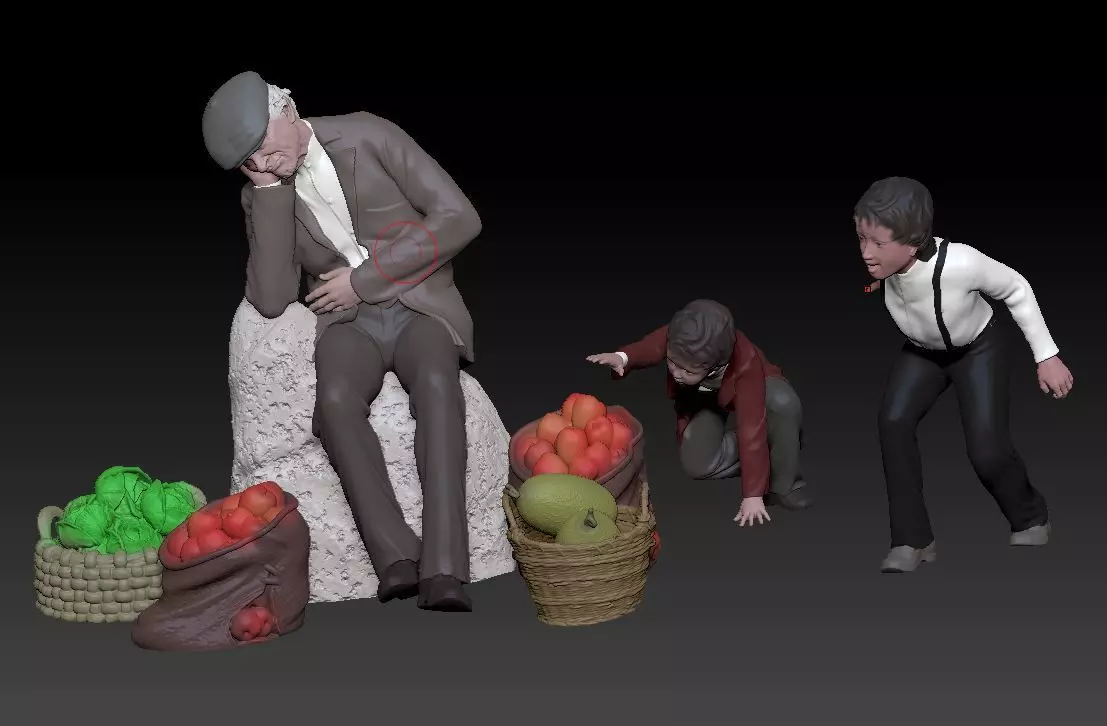 sleeping man and thieves version 2 3D print model_0