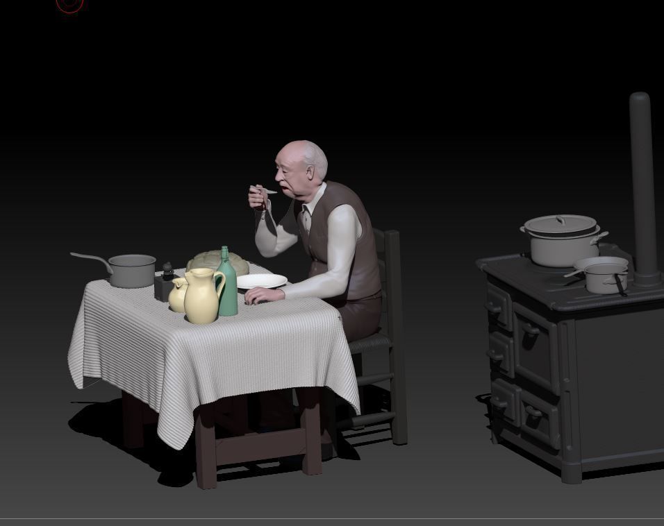 old man eating - kitchen not included 3D print model_2