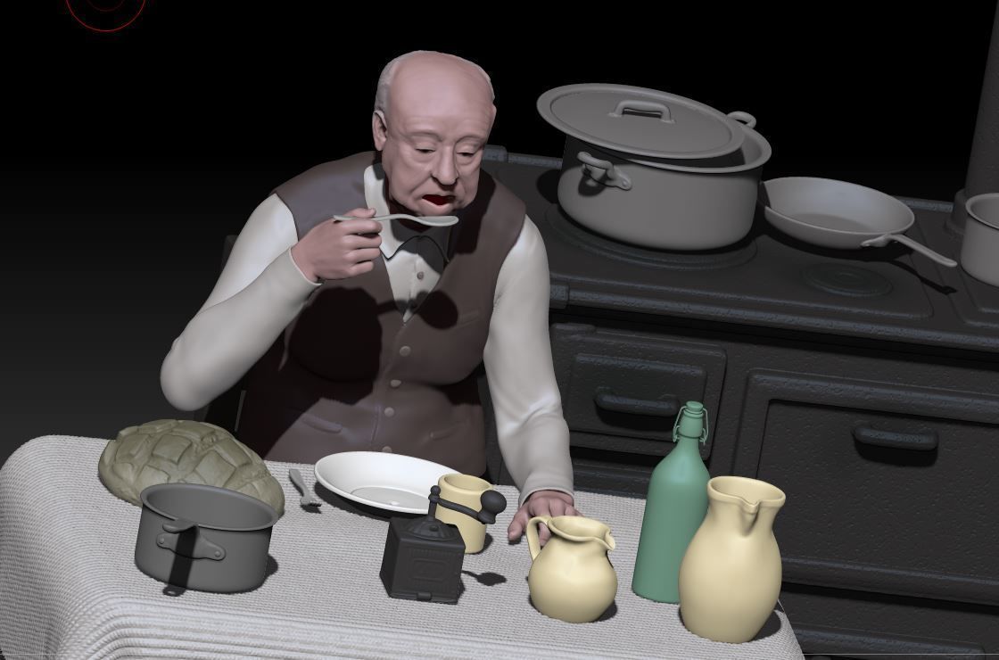 old man eating - kitchen not included 3D print model_5