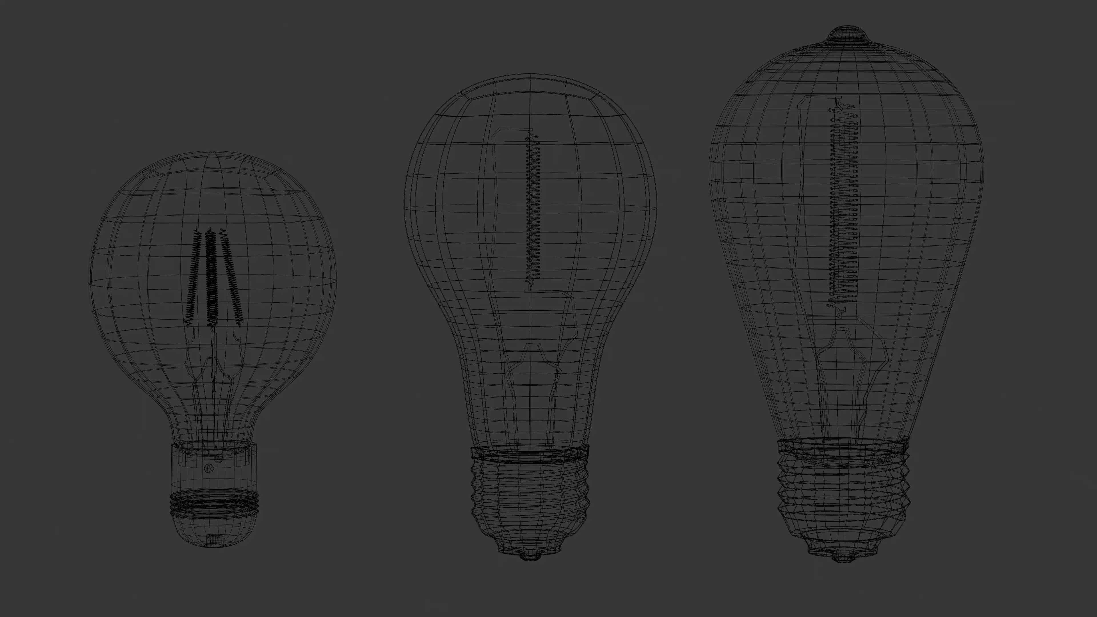 Pack of Three Lightbulbs Low-poly 3D model_1