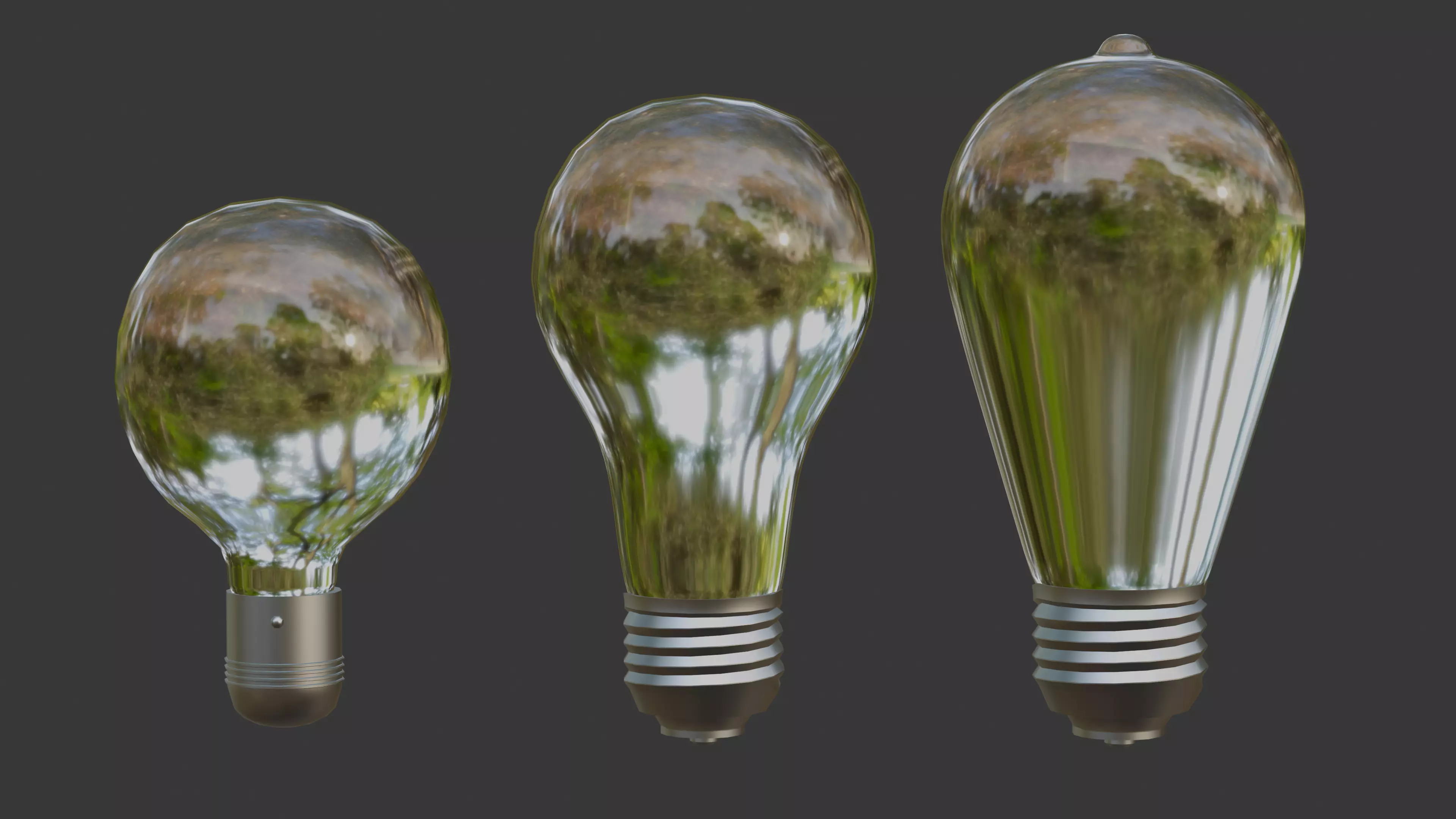 Pack of Three Lightbulbs Low-poly 3D model_3