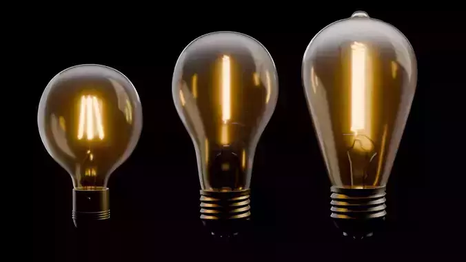 Pack of Three Lightbulbs Low-poly 3D model Pack of Three Lightbulbs Low-poly 3D model