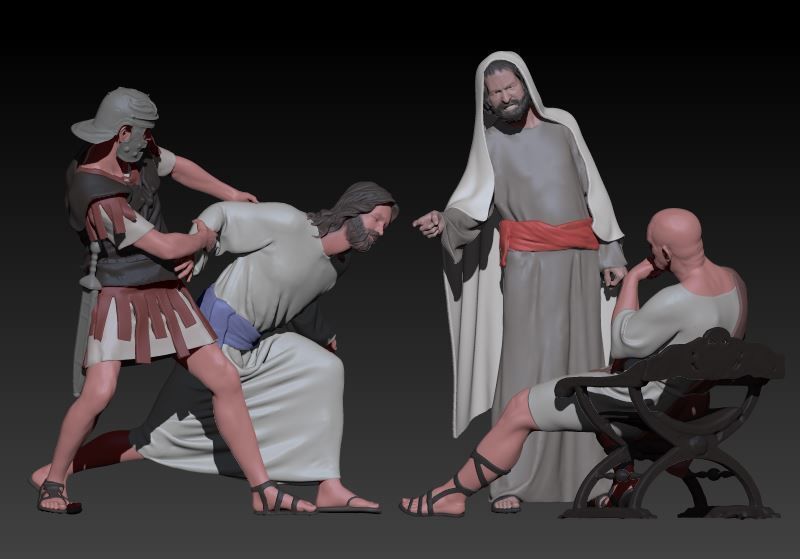 Jesus in presence of Pilato 3D print model_6
