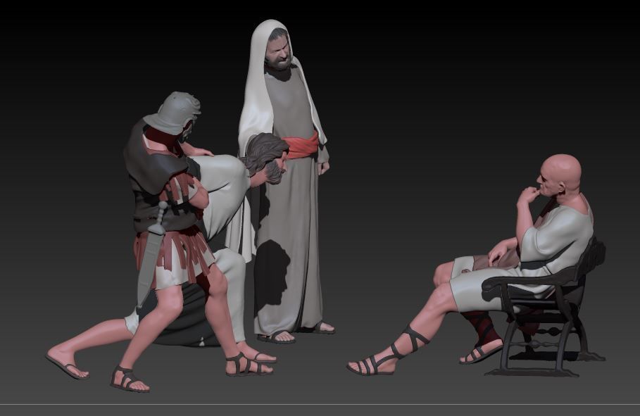 Jesus in presence of Pilato 3D print model_7