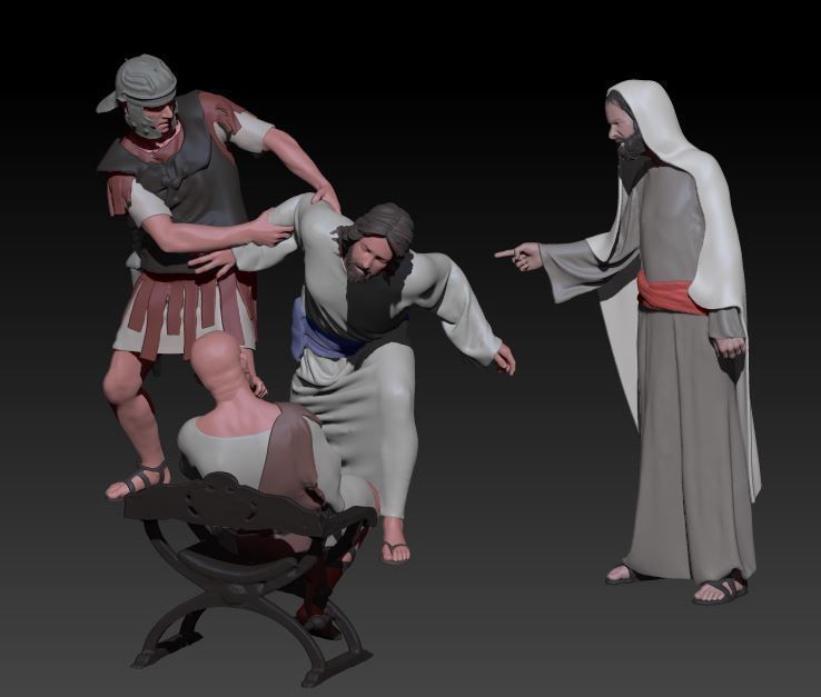 Jesus in presence of Pilato 3D print model_8