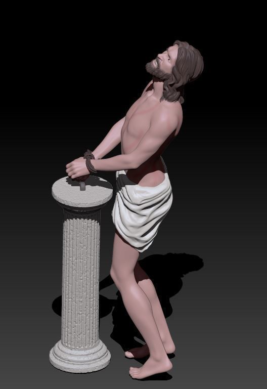 Jesus at the coloumn 3D print model_3