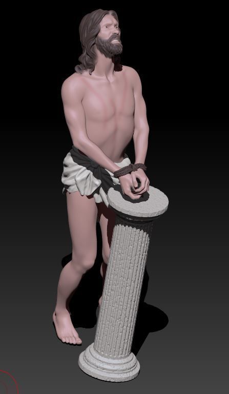 Jesus at the coloumn 3D print model_1