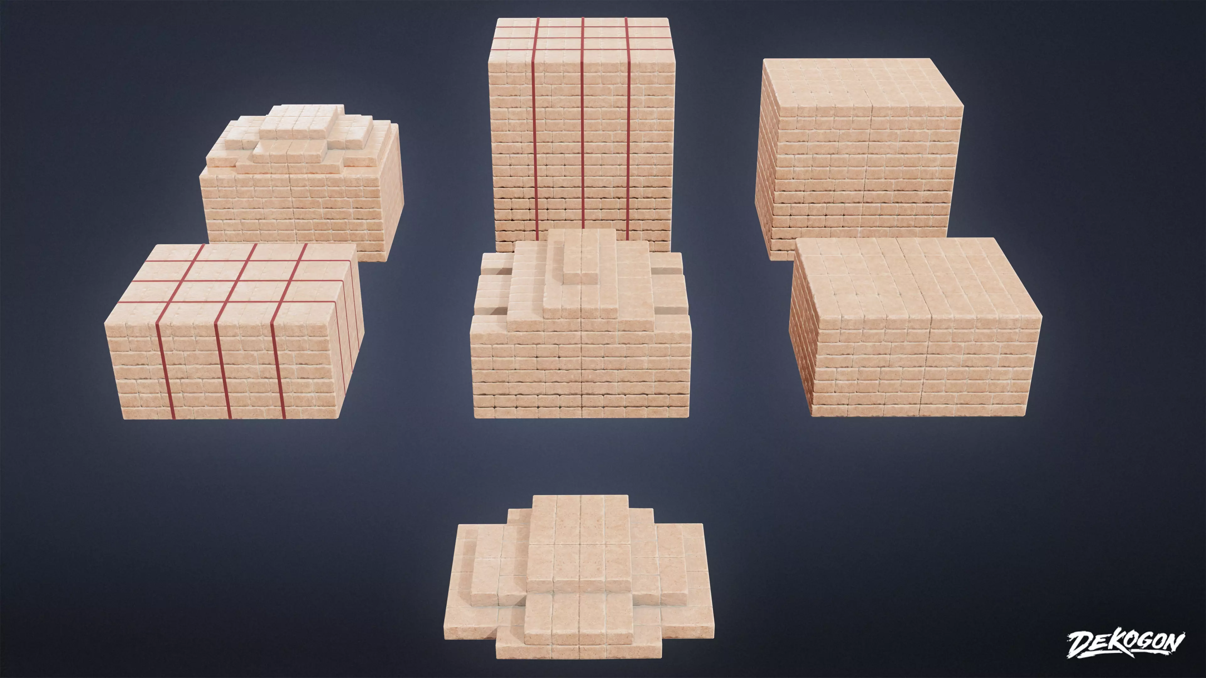 CONSTRUCTION - Brick Palette Stack 01 - LOW POLY Low-poly 3D model_0