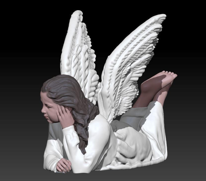 lying young angel 3D print model_1