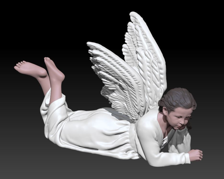 lying young angel 3D print model_2