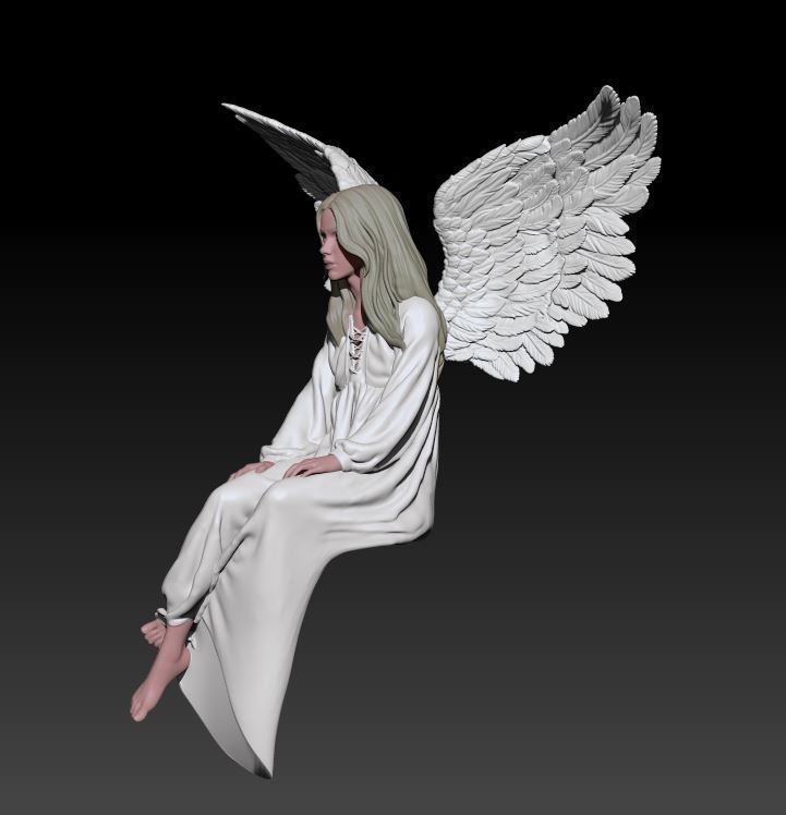 sitting angel 1 3D print model_1