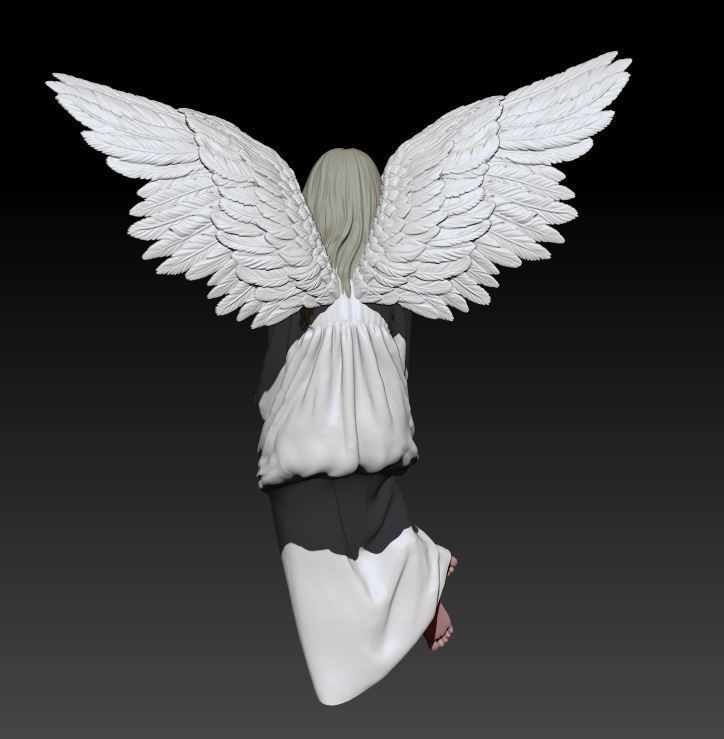 sitting angel 1 3D print model_3