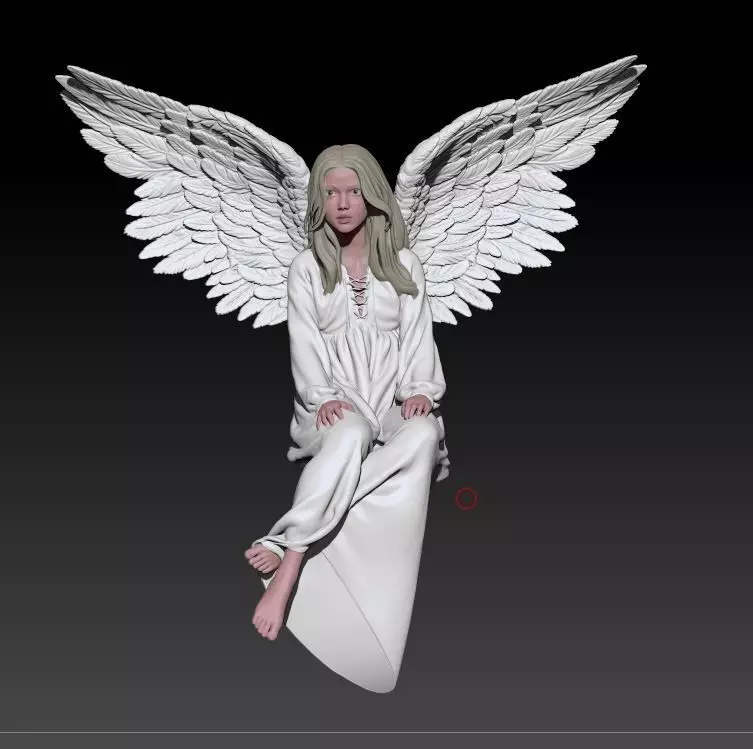 sitting angel 1 3D print model_0