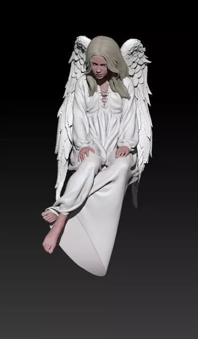 sitting angel 2 3D print model_0