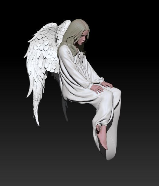 sitting angel 2 3D print model_2
