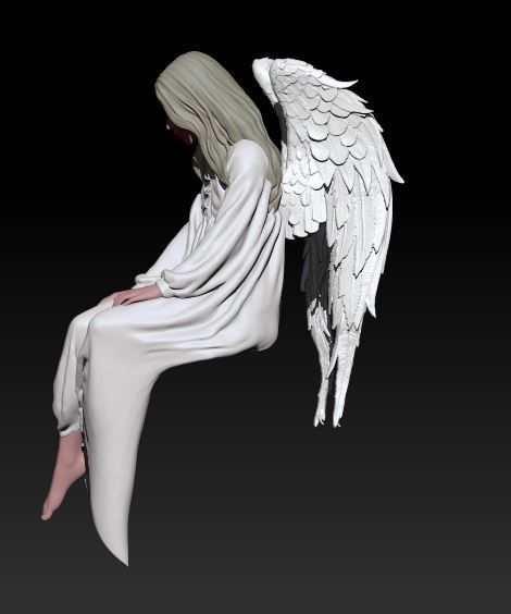 sitting angel 2 3D print model_1