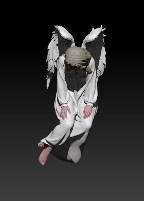 sitting angel 2 3D print model_3