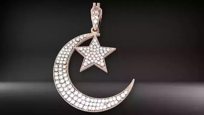 Moon and Star Pendant 3D print model