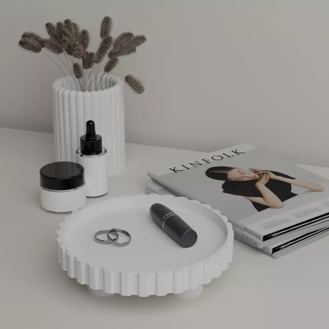Aesthetic Tray and Vase Flower 3D print model