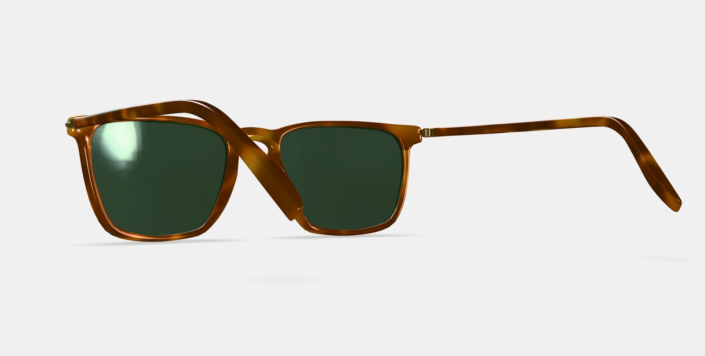 Sutton Sunglasses in Saddle Tortoise with Polished Gold 3D model_3