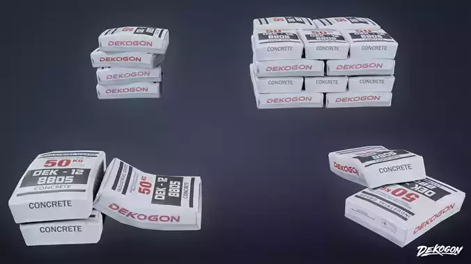 CONSTRUCTION - Concrete Bag Stack 01 - LOW POLY