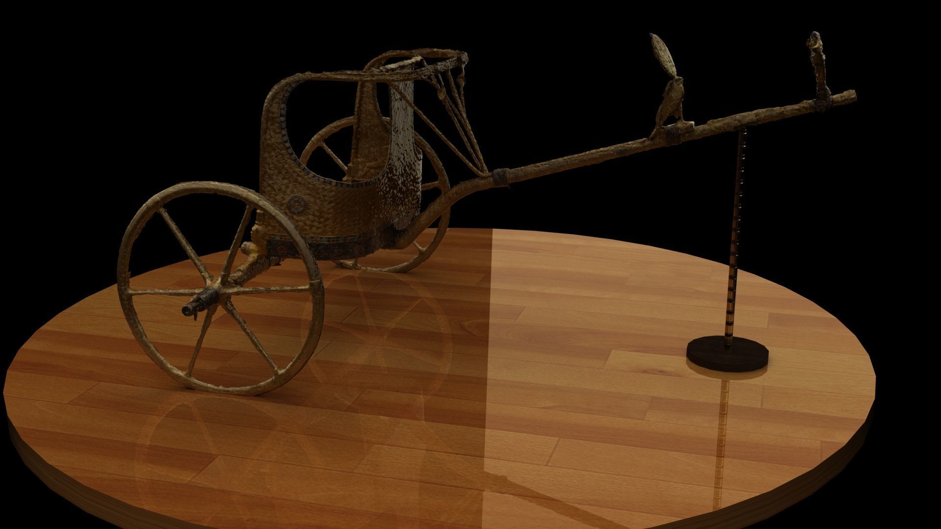 King Tut Chariot figure   Low-poly 3D model_3