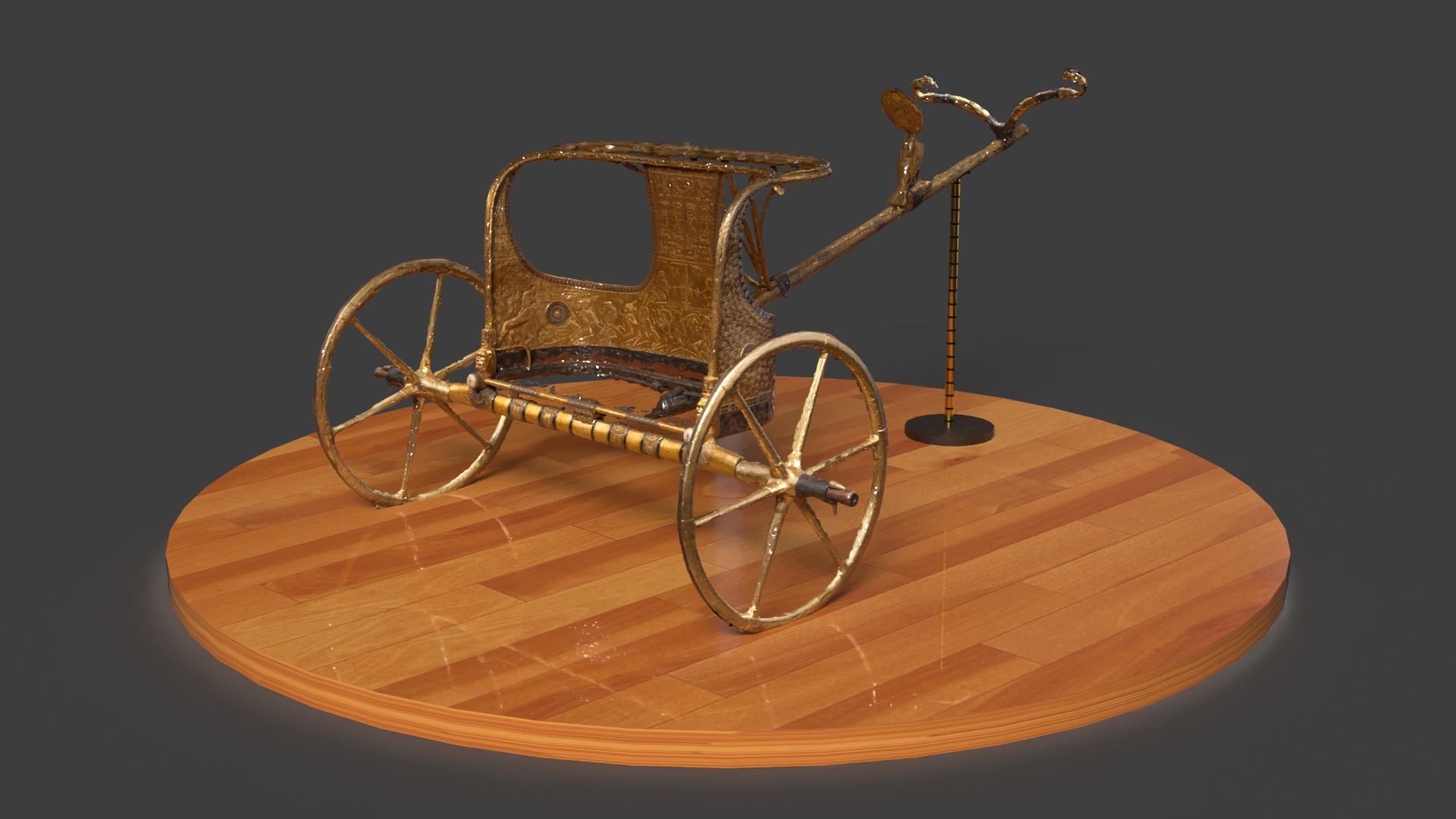 King Tut Chariot figure   Low-poly 3D model_2