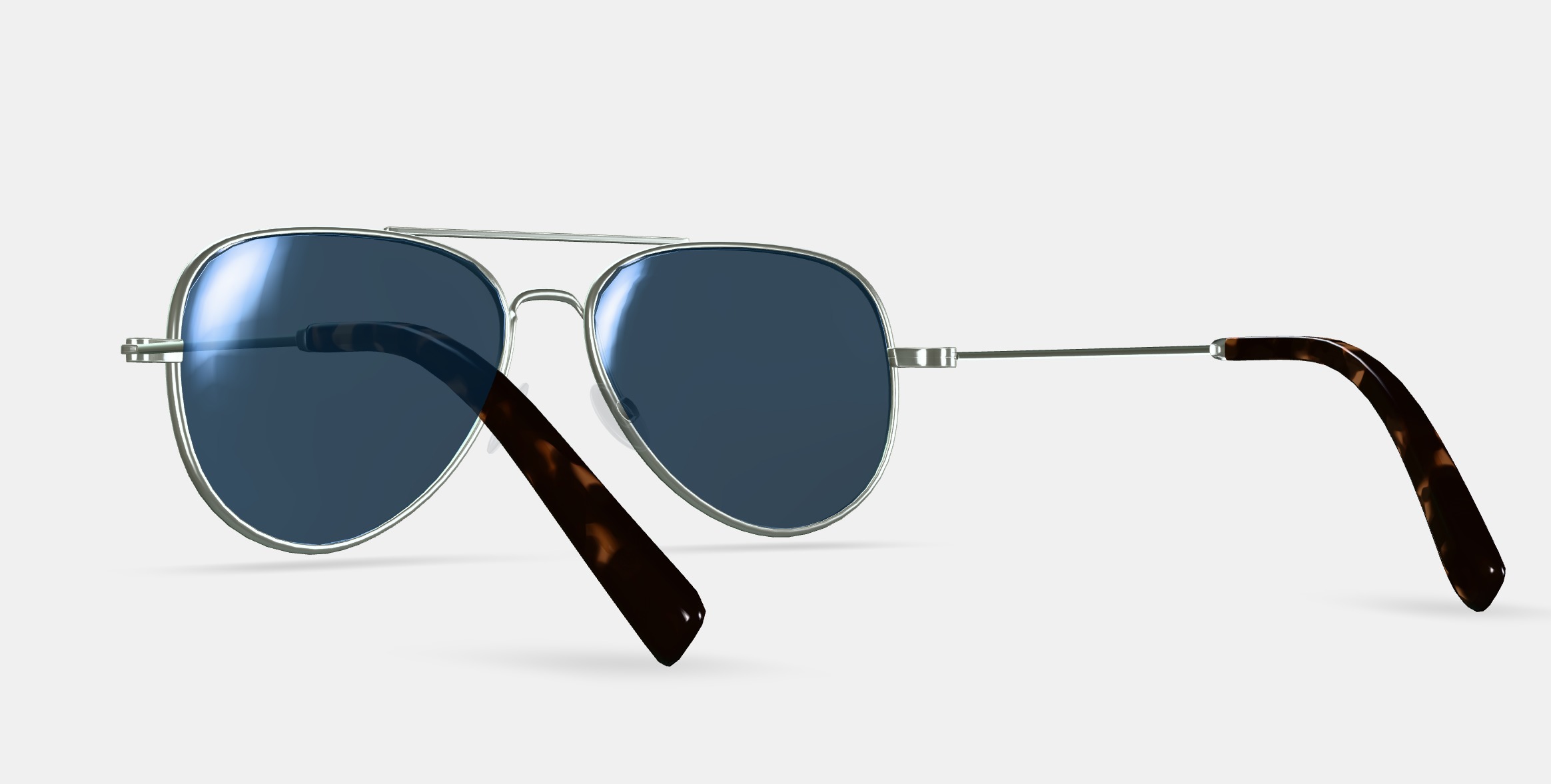 Raider Sunglasses in Polished Silver 3D model_2