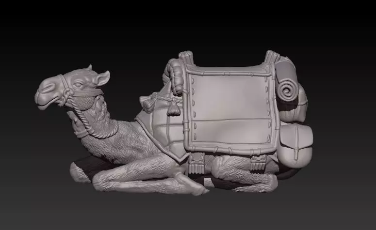laying camel 3D print model_0