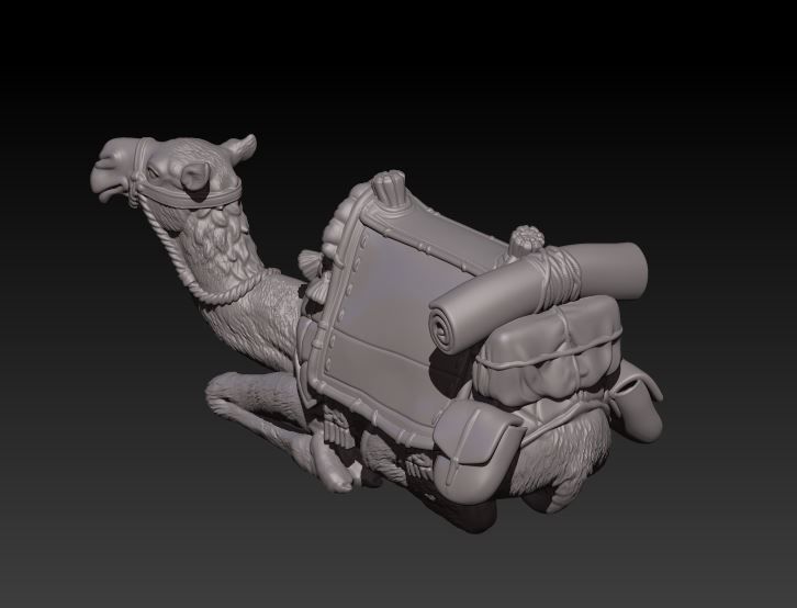 laying camel 3D print model_3