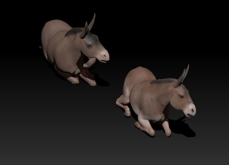 couple of lying donkey 3D print model_1