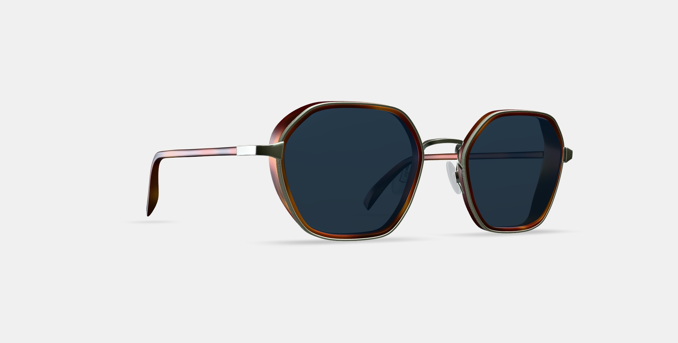 Levins Sunglasses in Rye Tortoise Matte with Antique Silver 3D model_9