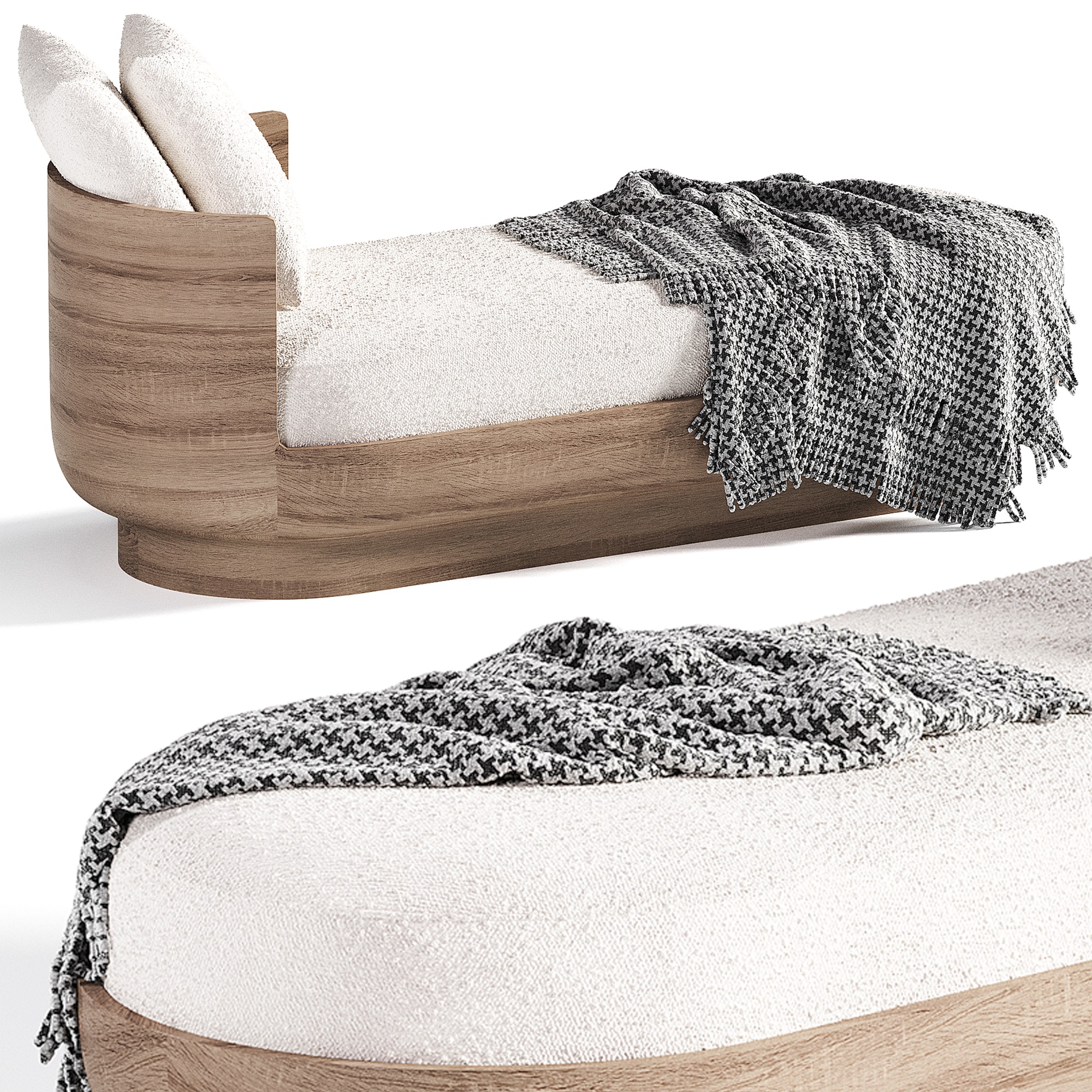 Ciro Fabric Left Arm Daybed 3D model_4