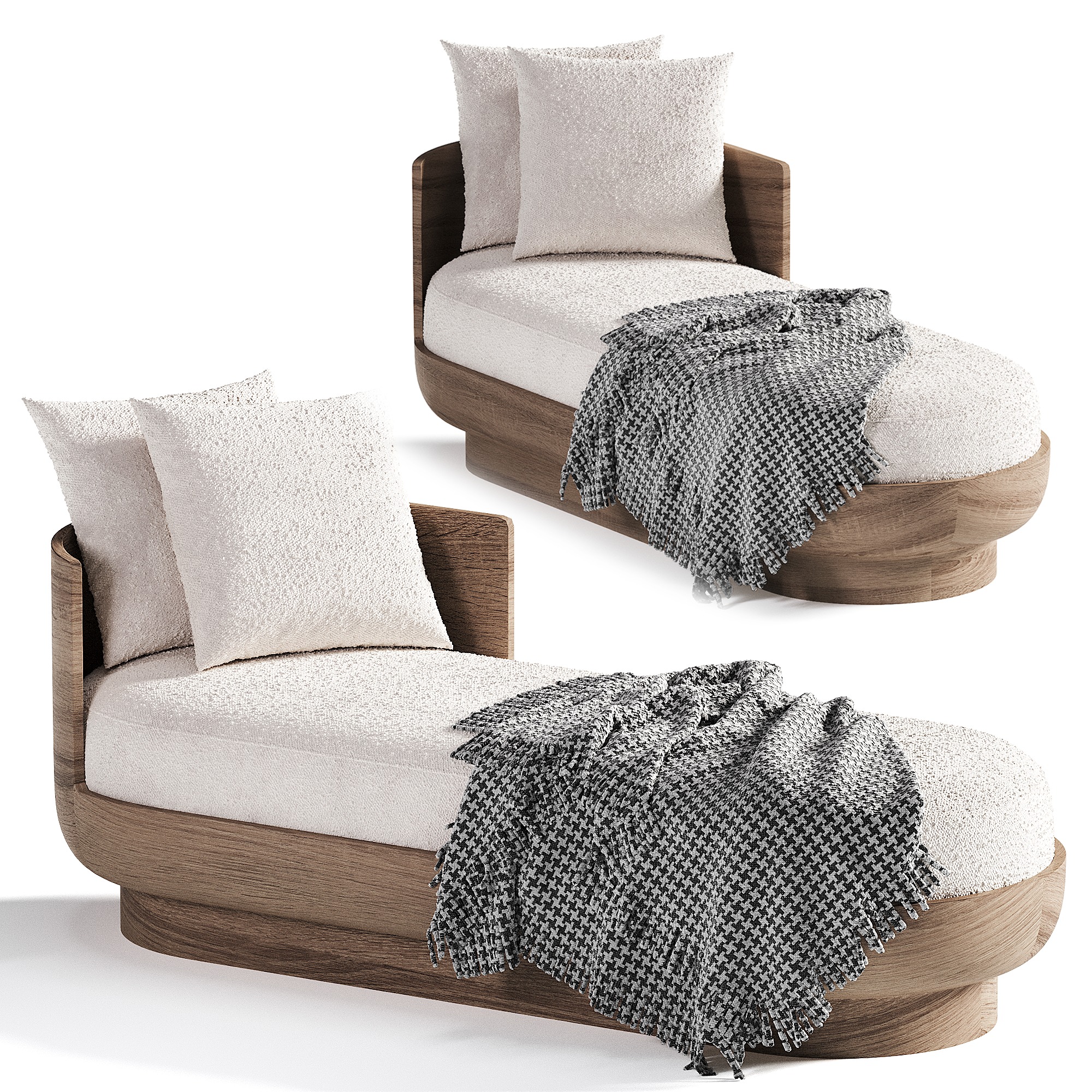 Ciro Fabric Left Arm Daybed 3D model_5