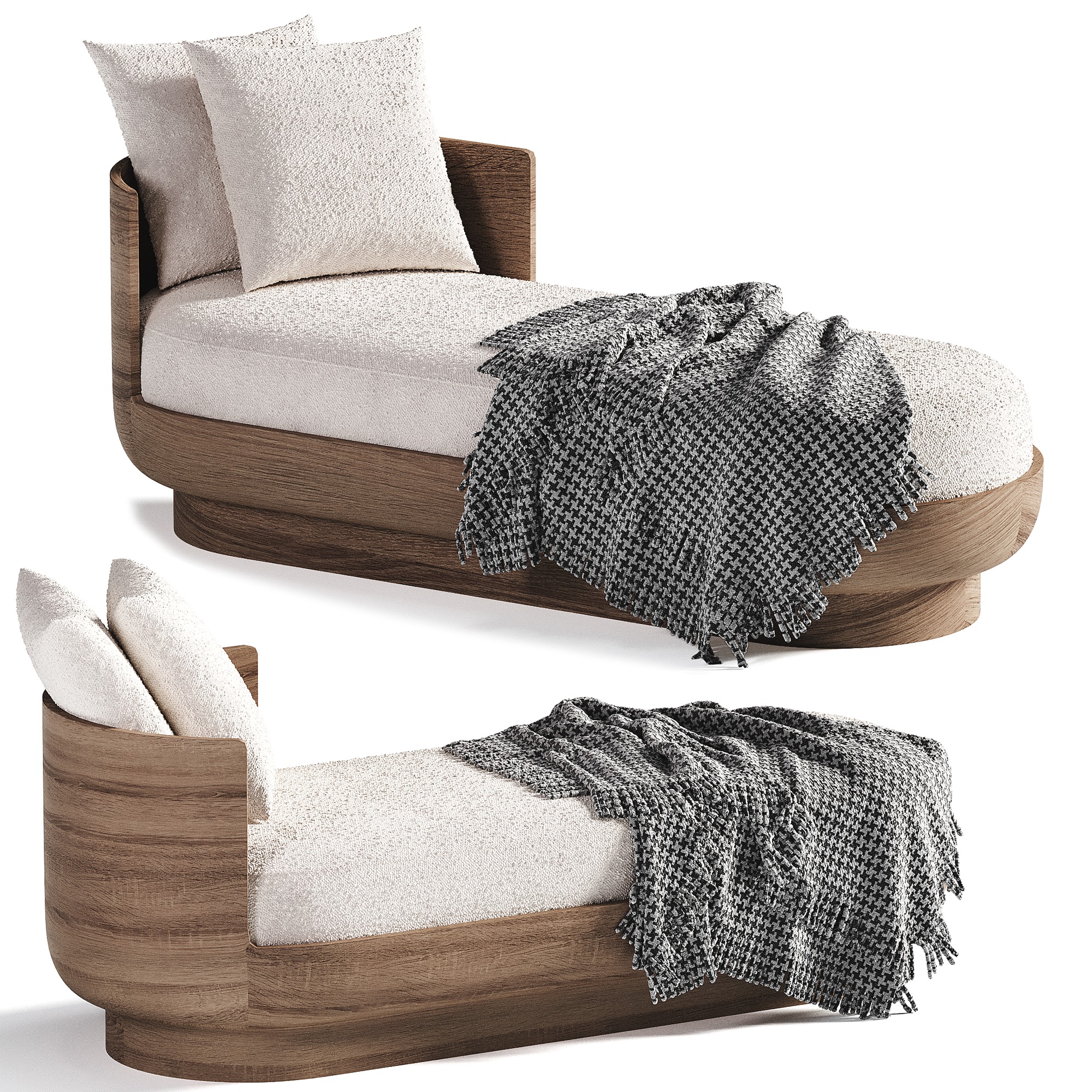 Ciro Fabric Left Arm Daybed 3D model_1