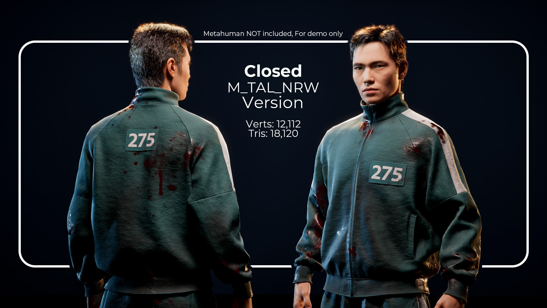 Squid game Inspired Tracksuit for Metahumans - Customizable Low-poly 3D model_1