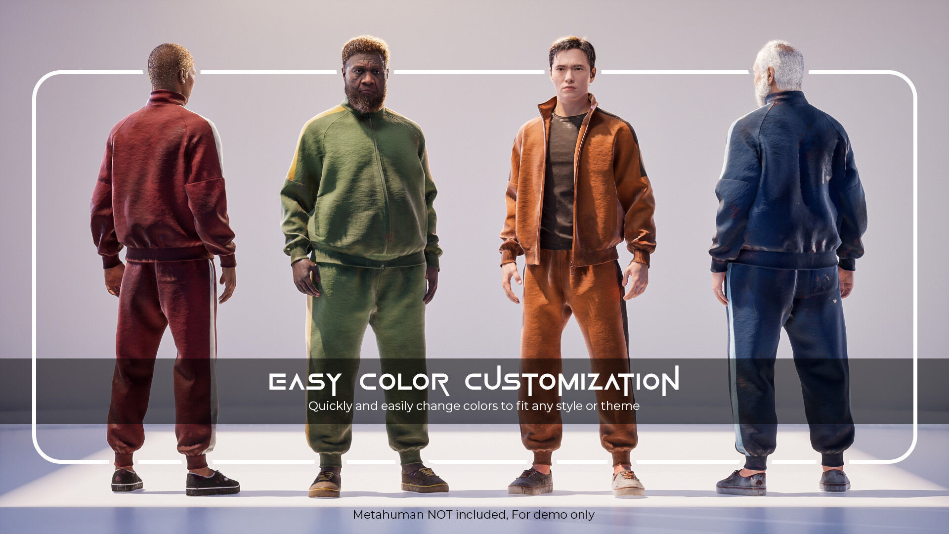 Squid game Inspired Tracksuit for Metahumans - Customizable Low-poly 3D model_4