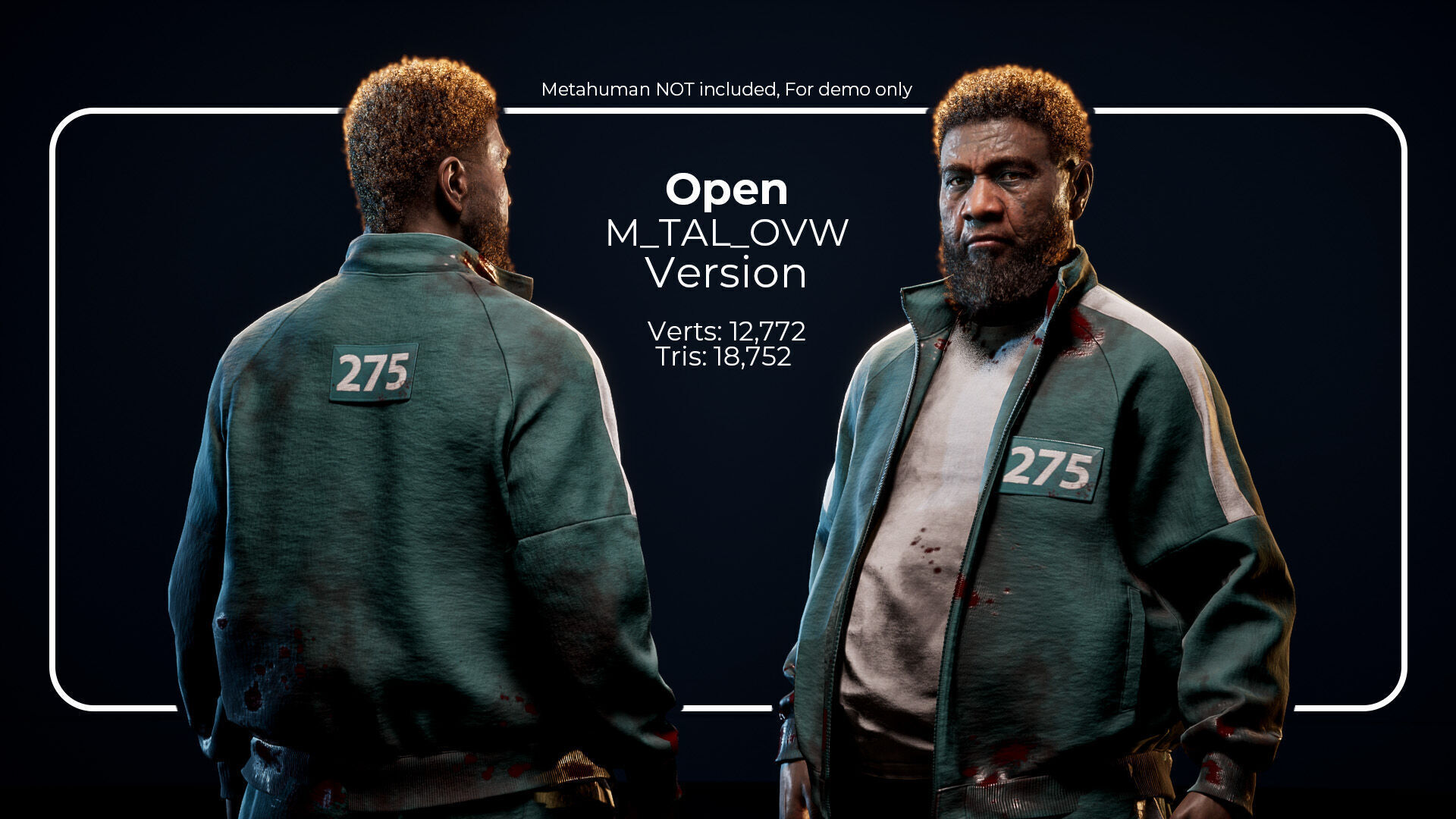 Squid game Inspired Tracksuit for Metahumans - Customizable Low-poly 3D model_2