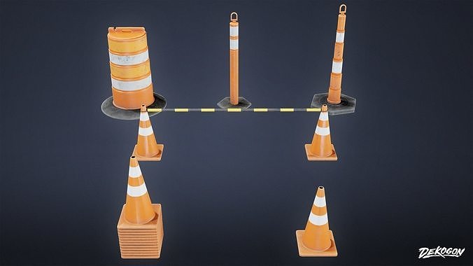 CONSTRUCTION - Construction Pylons 01 - LOW POLY Low-poly 3D model