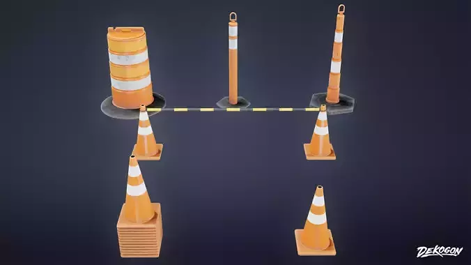 CONSTRUCTION - Construction Pylons 01 - LOW POLY