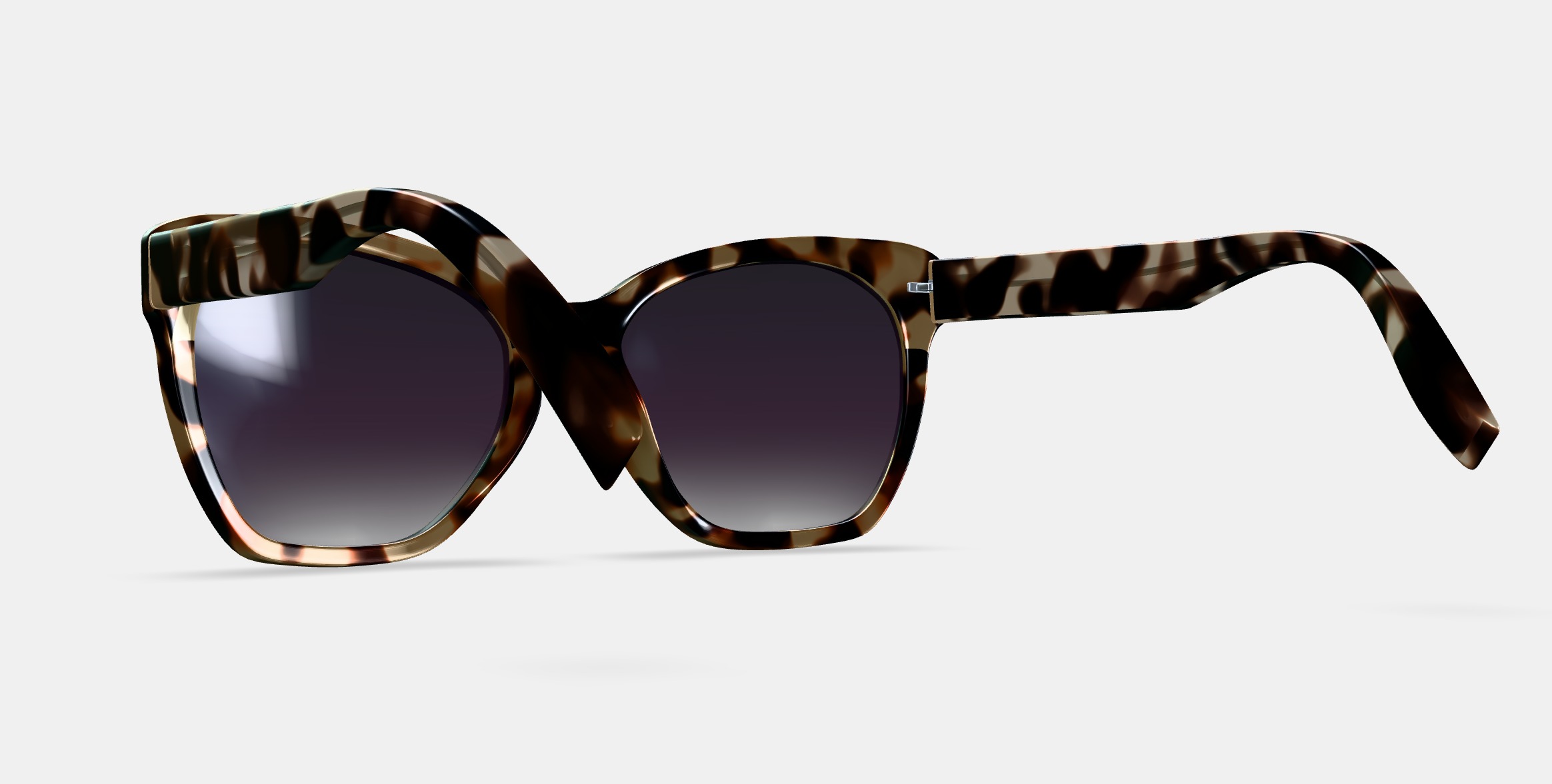 Rhea Low Bridge Fit Sunglasses in Truffle Tortoise 3D model_2