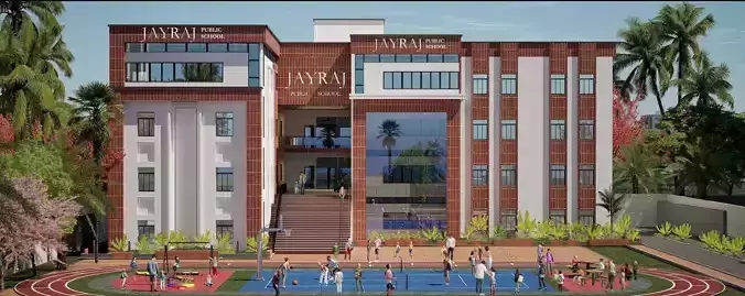 School or University Campus with Sports Ground Low-poly 3D model