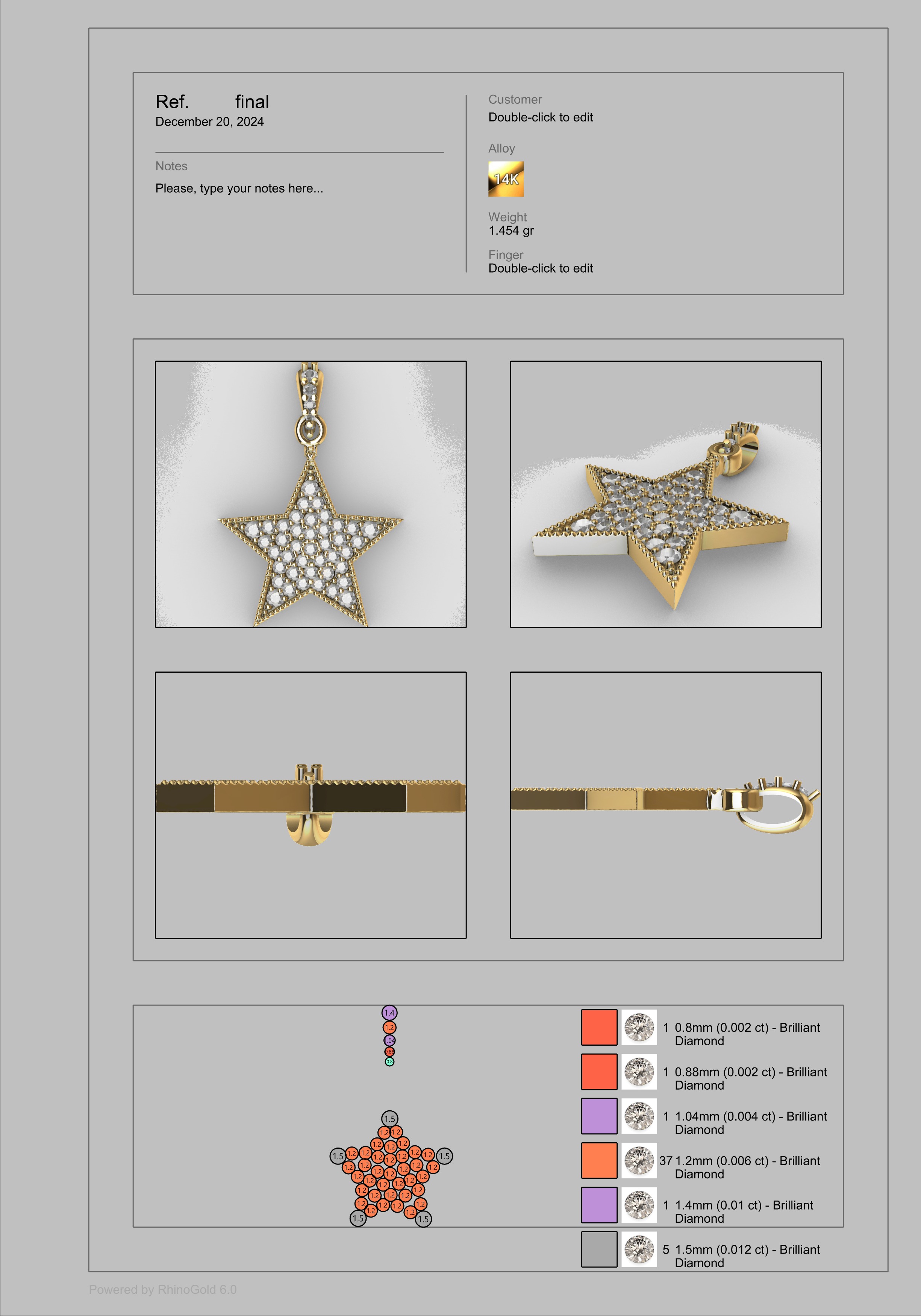 FIVE 5 POINT STAR PENDANT NECKLACE CHARM BRACELET 3D print model_20