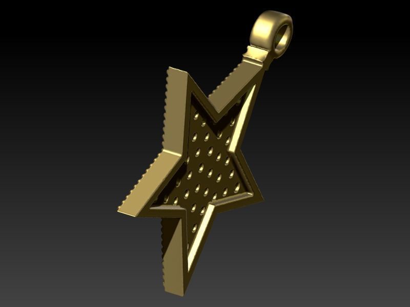 FIVE 5 POINT STAR PENDANT NECKLACE CHARM BRACELET 3D print model_23