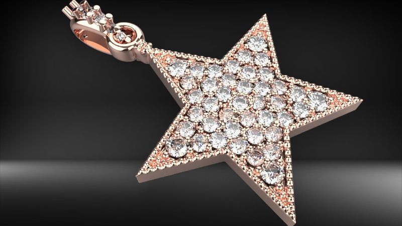 FIVE 5 POINT STAR PENDANT NECKLACE CHARM BRACELET 3D print model_16