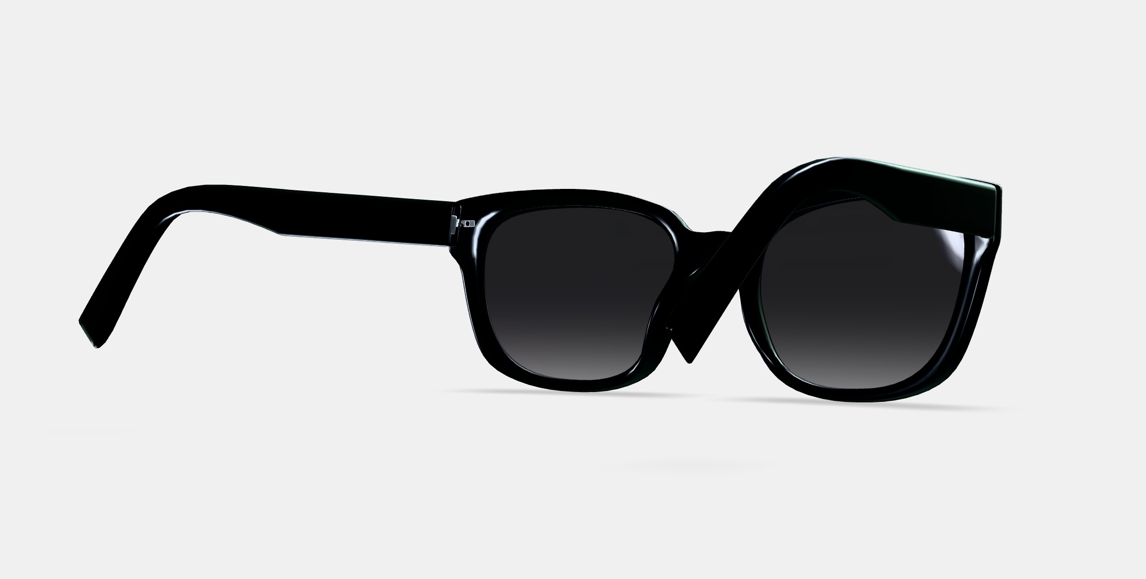 Aubrey Low Bridge Fit Sunglasses in Jet Black 3D model_6