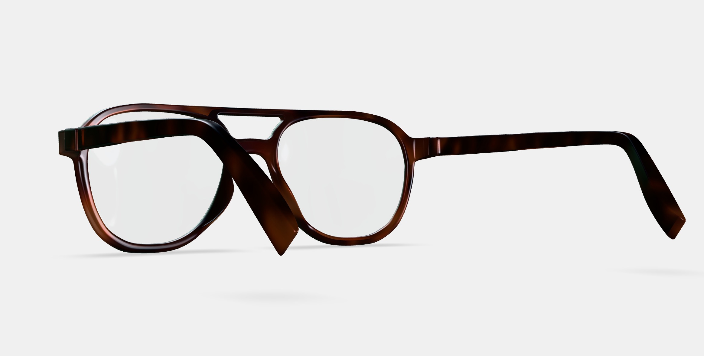 Fielder Eyeglasses in Cognac Tortoise Matte 3D model_2